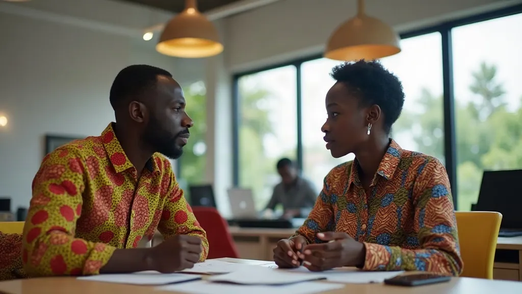 Professionals talking in an Accra office
