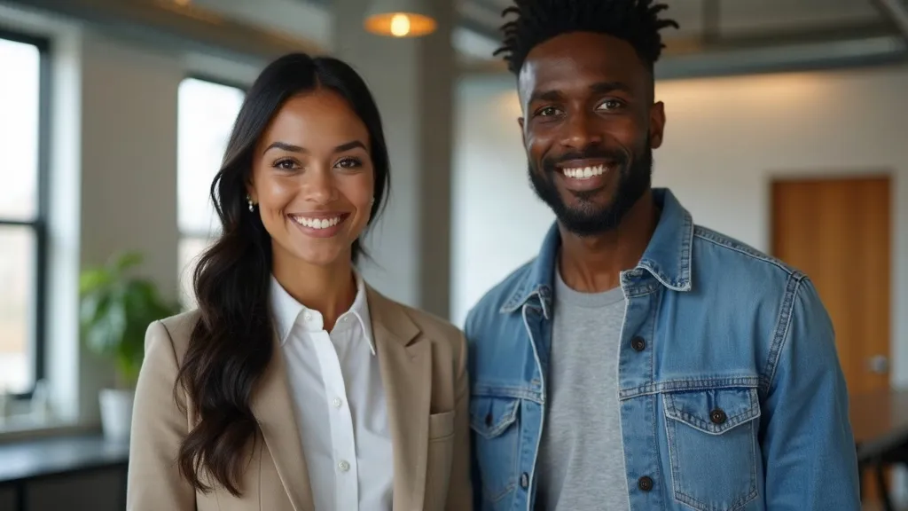 Two entrepreneurs in an Austin loft office
