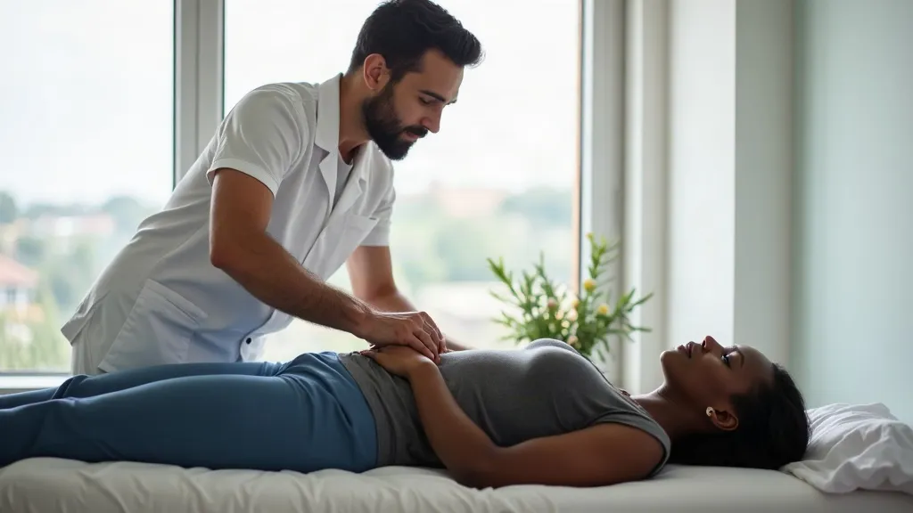 Illustrative image: a chiropractor assessing a patient's spine