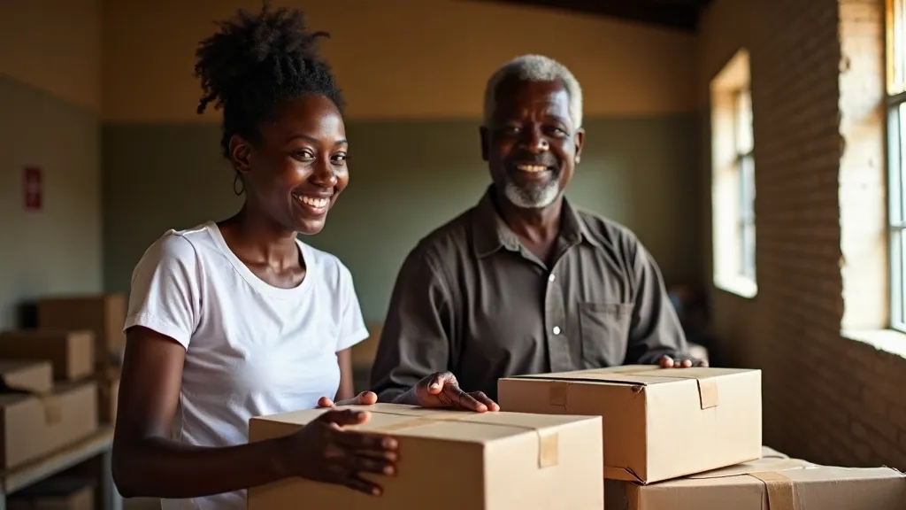 Community volunteers packing food parcels